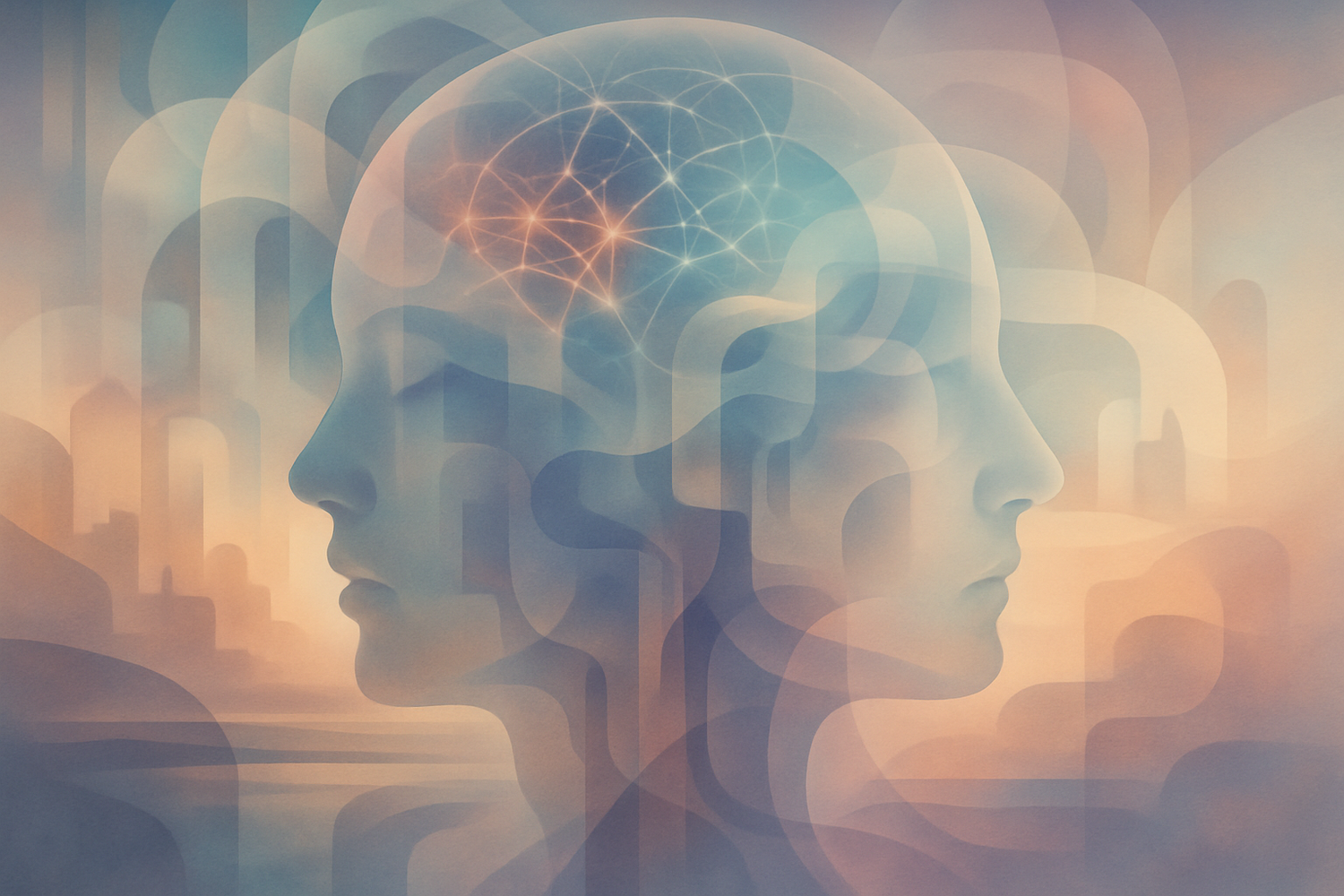 Abstract representation of the mind's inability to distinguish between vivid imagination and reality