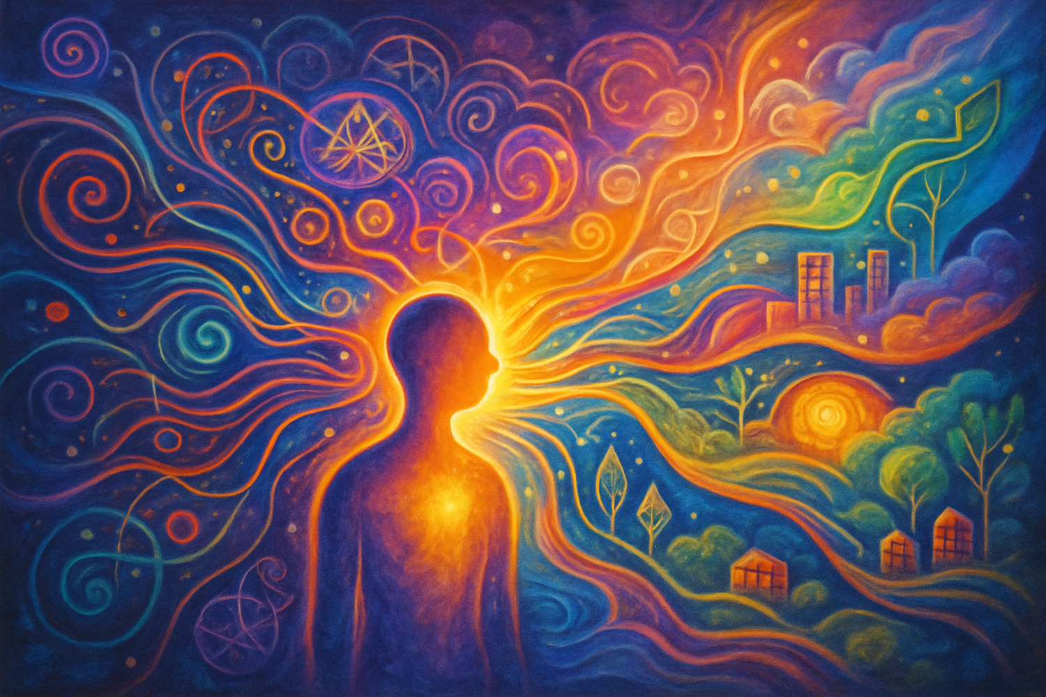 Abstract representation of inner reality shaping the outer world
