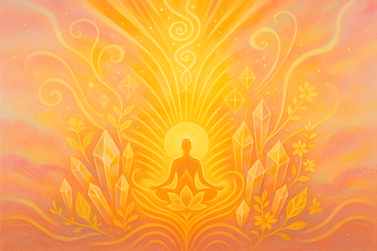 Abstract representation of morning power priming through meditation