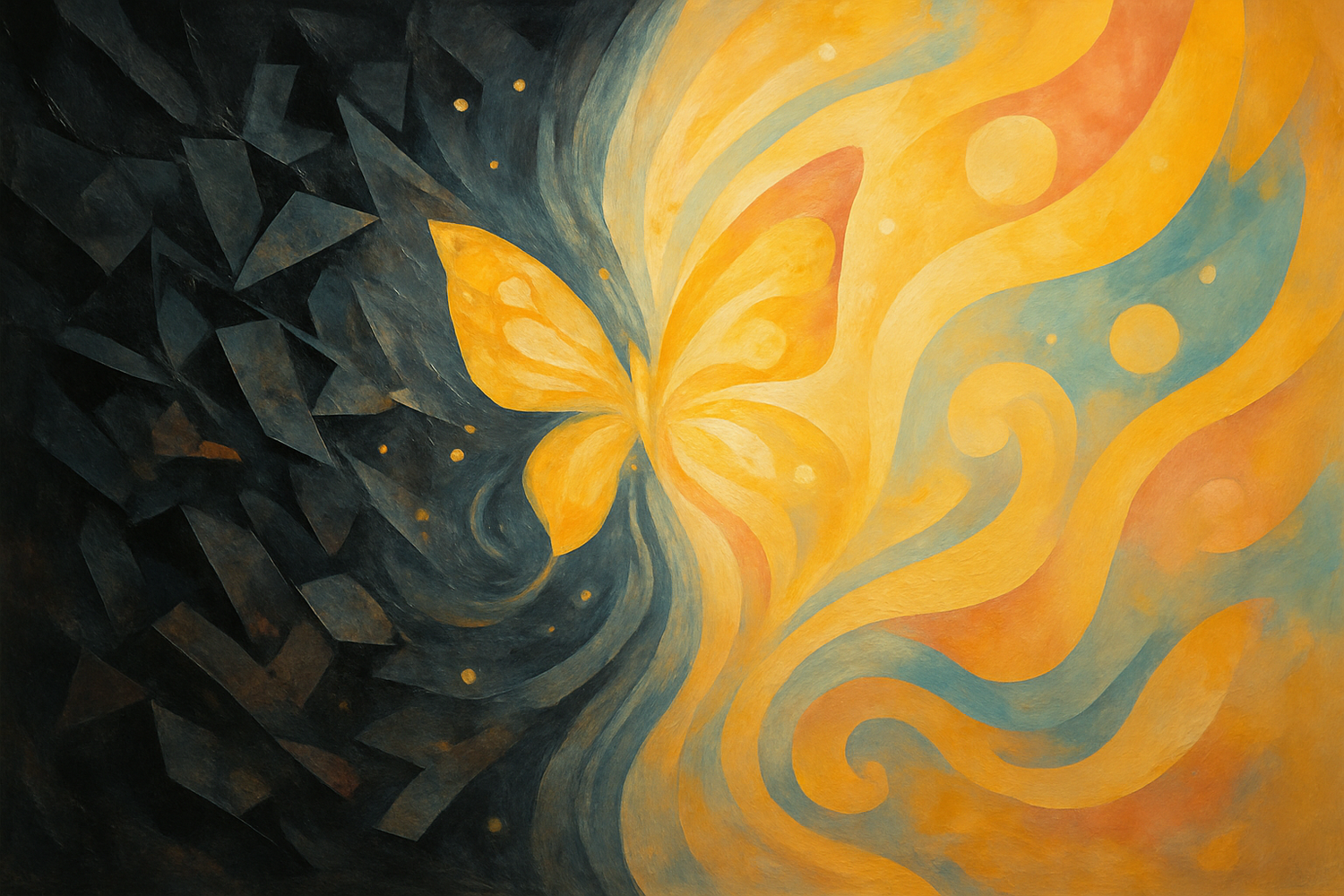 Abstract representation of transforming memories from negative to positive